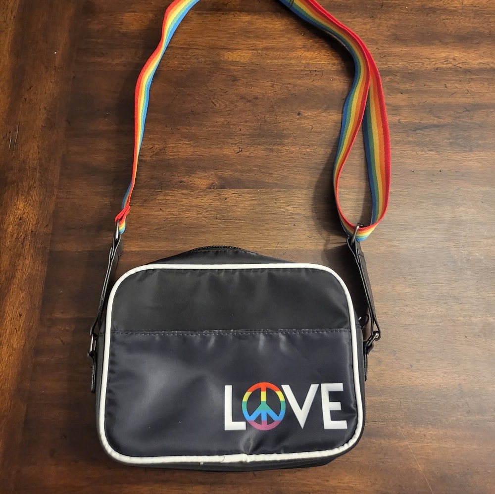 Love Hand bag with rainbow strap